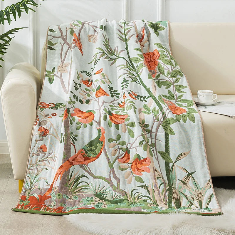 Luxus Badetuch – Baumwollgaze Blumen – 90x180cm