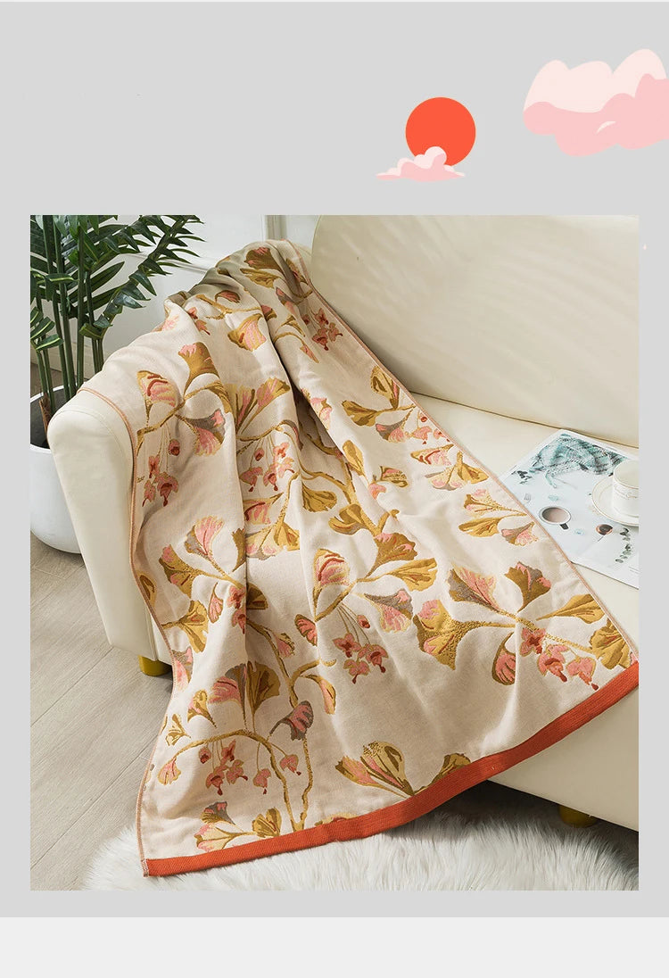 Luxus Badetuch – Baumwollgaze Blumen – 90x180cm