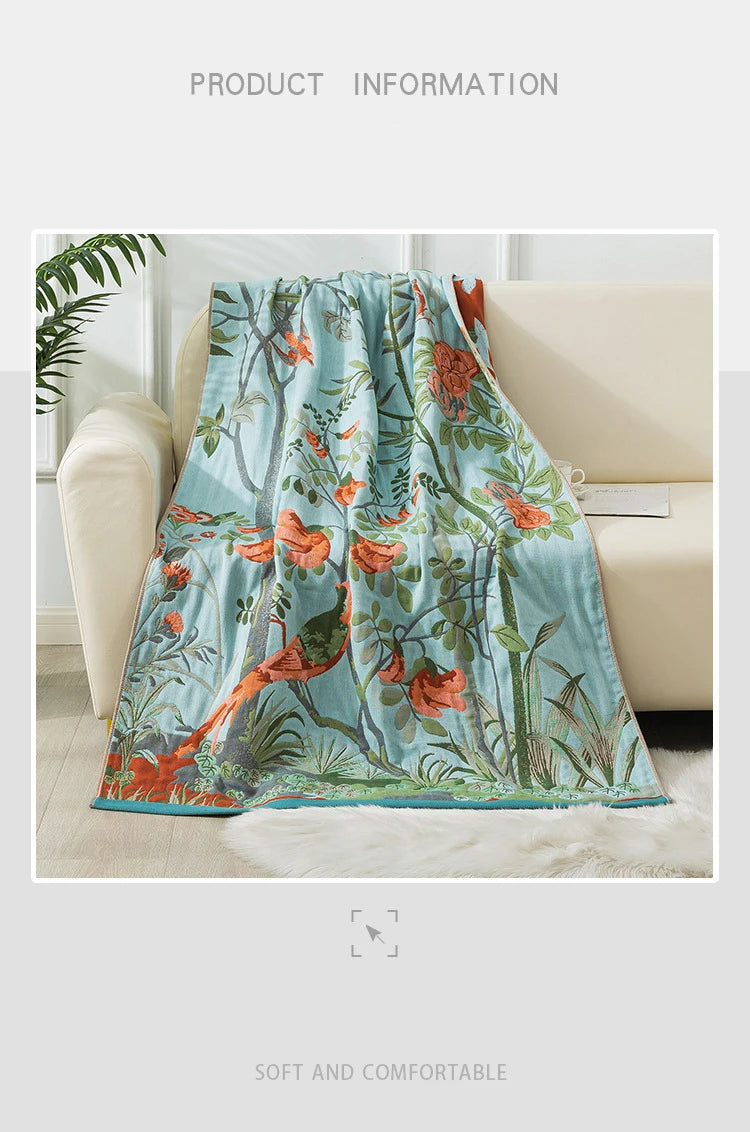 Luxus Badetuch – Baumwollgaze Blumen – 90x180cm