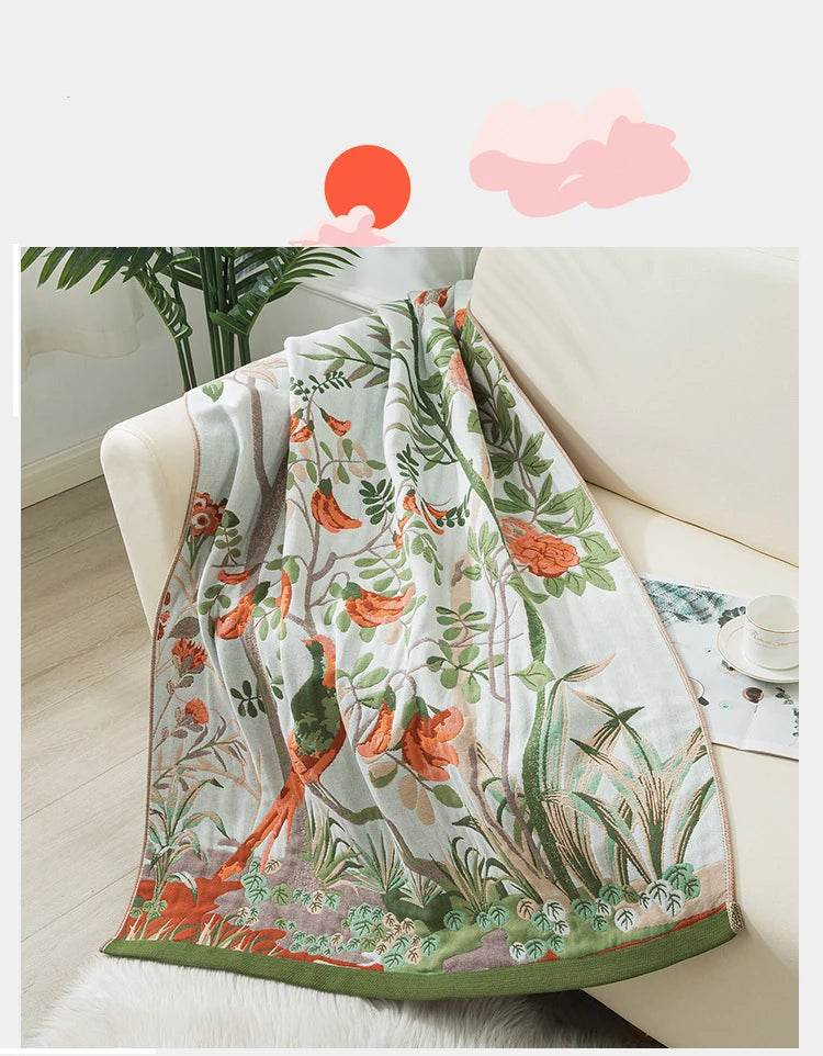 Luxus Badetuch – Baumwollgaze Blumen – 90x180cm