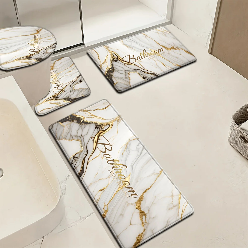 Luxus-Badset – Goldmarmor Design – Rutschfest & Soft