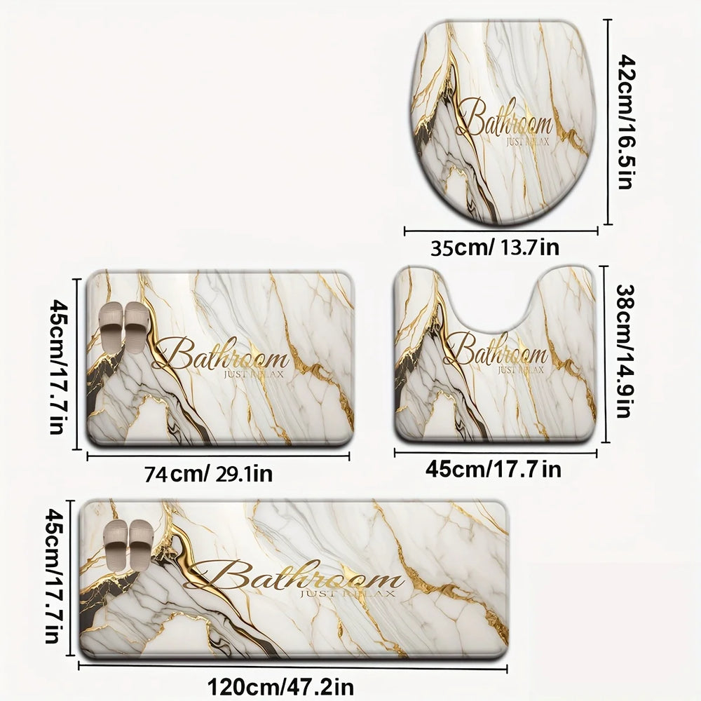 Luxus-Badset – Goldmarmor Design – Rutschfest & Soft