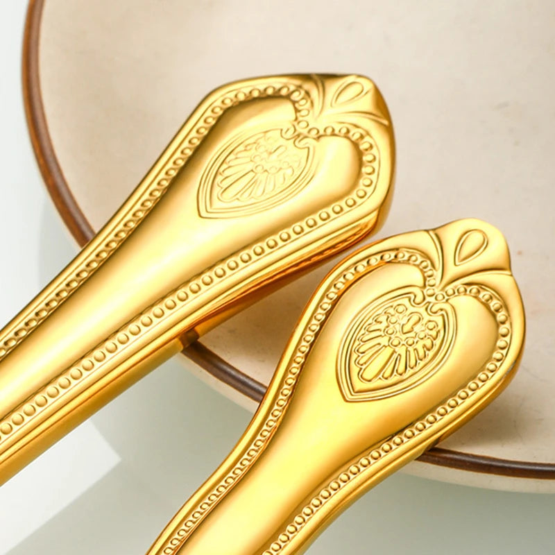 Luxus-Besteckset 24-teilig aus Edelstahl 18/10, titan-goldbeschichtet – europäischer Stil für 6 Personen