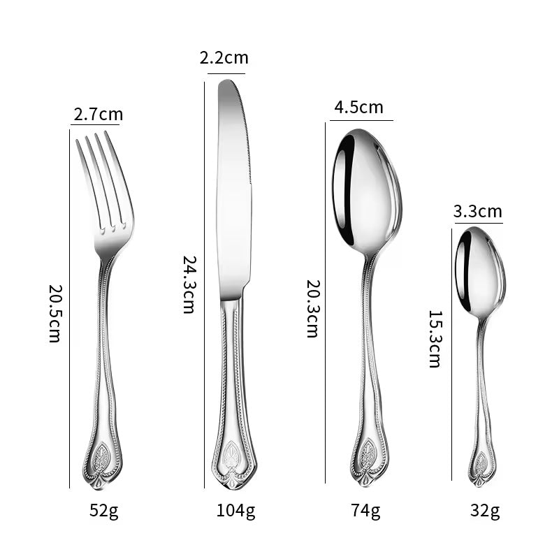 Luxus-Besteckset 24-teilig aus Edelstahl 18/10, titan-goldbeschichtet – europäischer Stil für 6 Personen