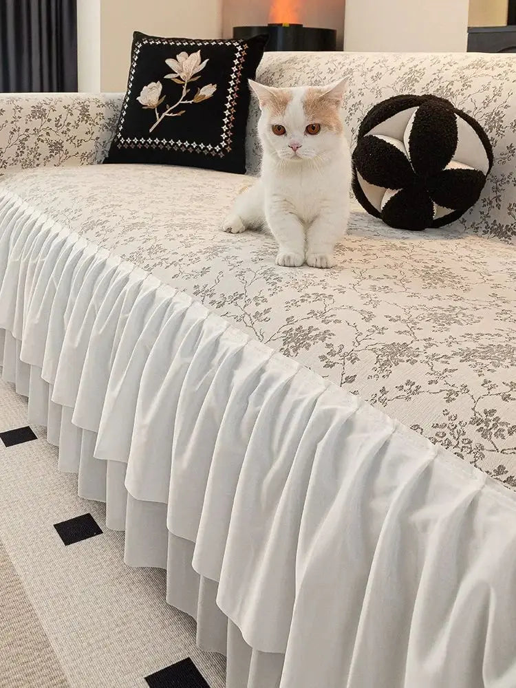 Luxus Chenille Sofahusse im Jacquard Design, Farbe: A, Grösse: 180x130 cm