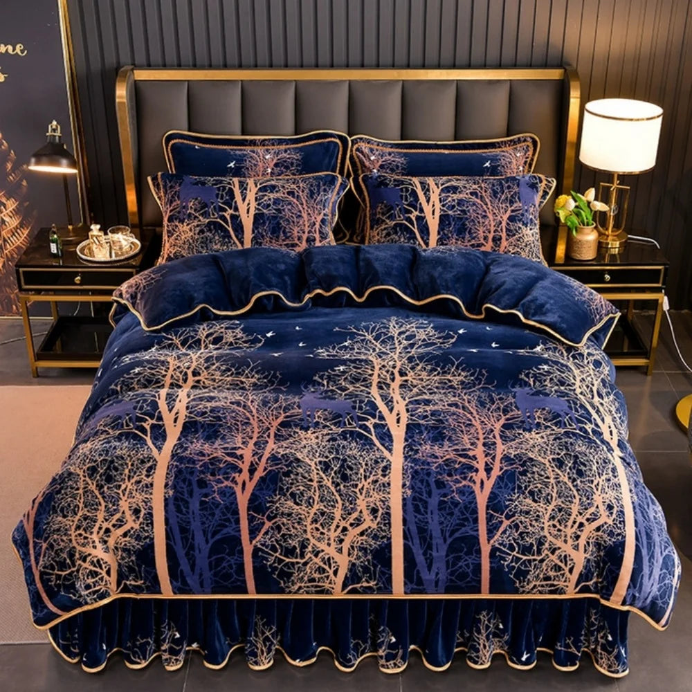 Luxus Fleece Bettwäsche in Champagner Grau, Grösse King 220x240 cm