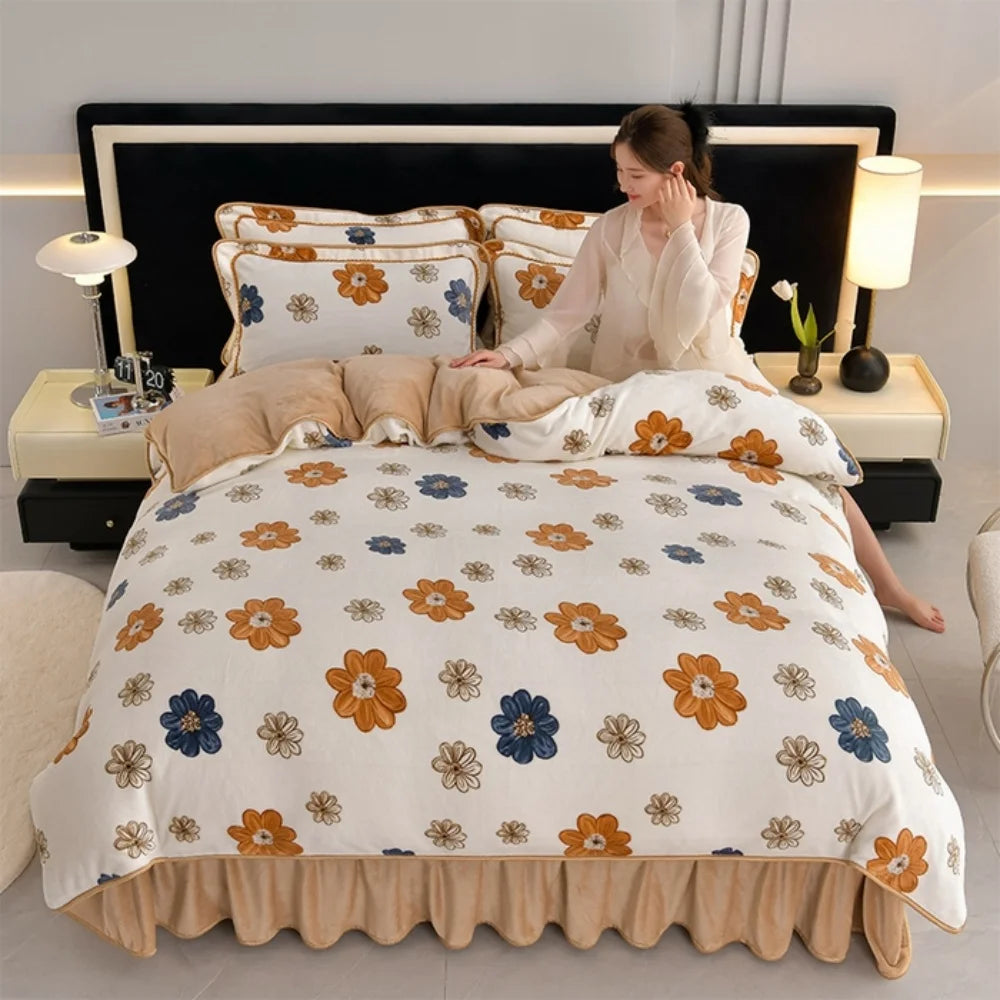 Luxus Fleece Bettwäsche, Champagner Grau, King 4 Teile 220x240cm