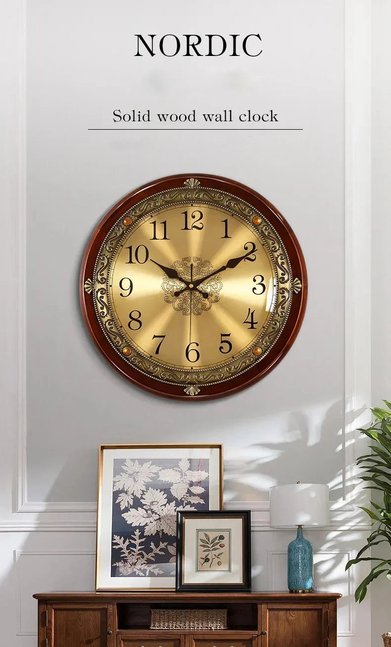 Luxus Gold Wanduhr – Nordisches Metalldesign – 32CM