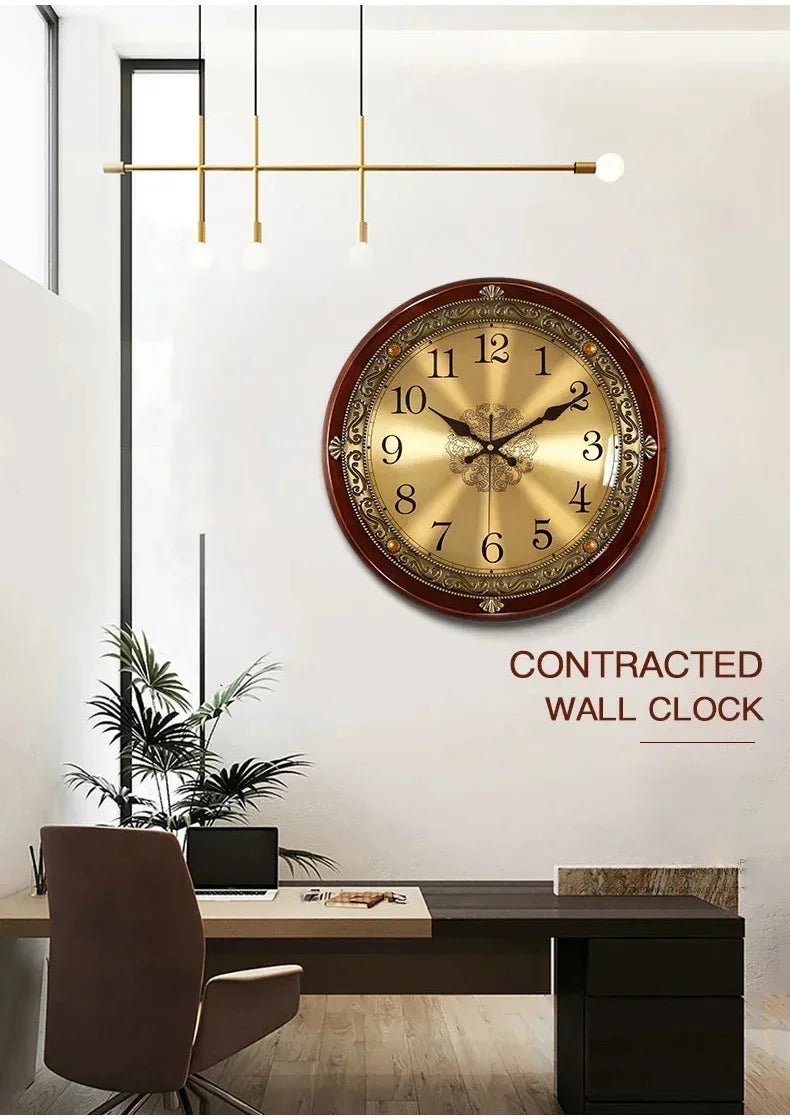 Luxus Gold Wanduhr – Nordisches Metalldesign – 32CM