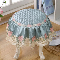 Luxus Hockerüberzug Jacquard Strick, Durchmesser 35 cm, Farbe: R003, aus Polyester-Baumwolle