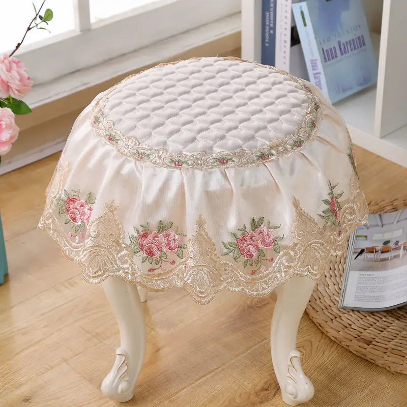 Luxus Hockerüberzug im Jacquard Strick mit Farbe R003, 35 cm