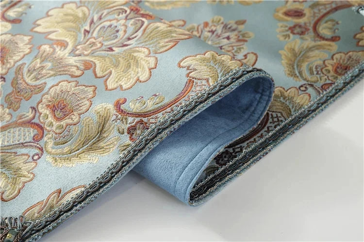 Luxus-Jacquard-Tischläufer aus Baumwolle und Polyester, europäischer Stil, besticktes Pflanzenmuster, Farbe: E, Grösse: 35x220 cm