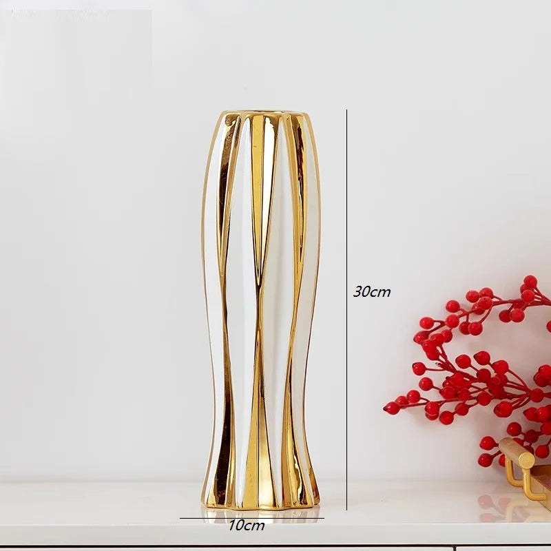 Luxus Keramikvase – Amerikanischer Stil – 30cm Gold Edition