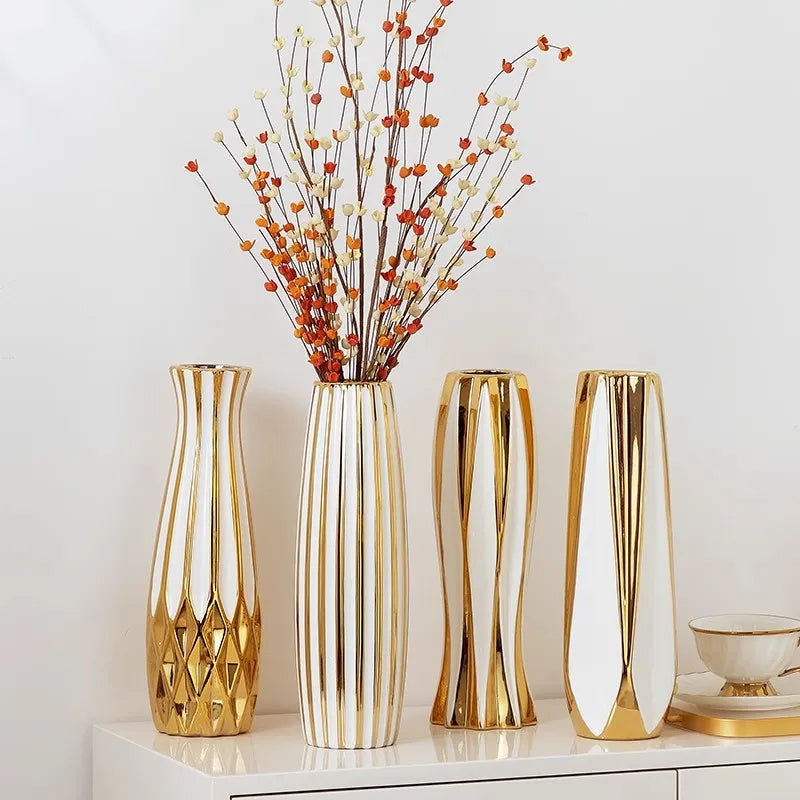 Luxus Keramikvase – Amerikanischer Stil – 30cm Gold Edition