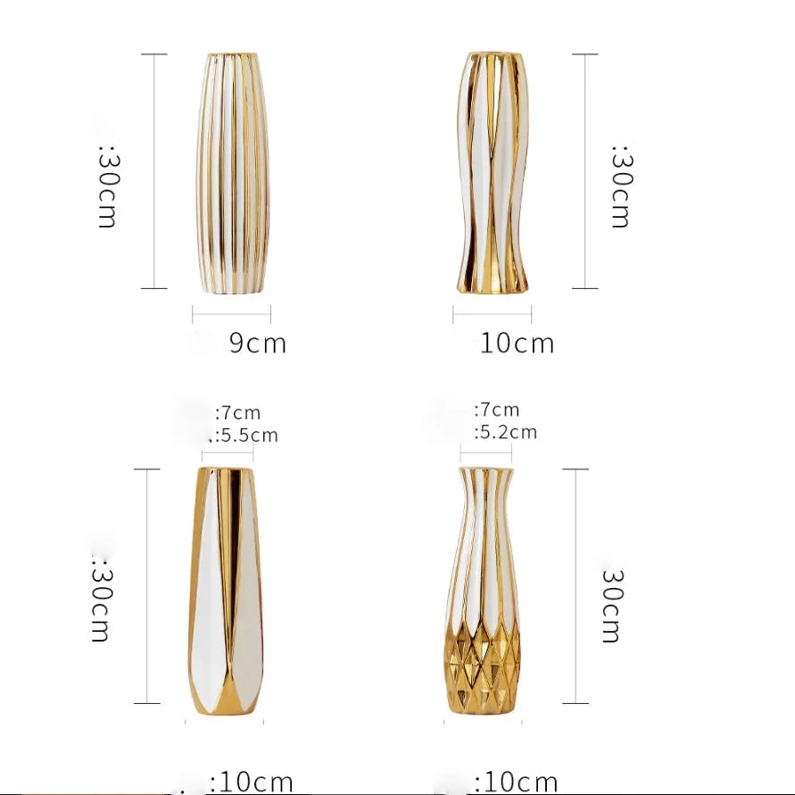 Luxus Keramikvase – Amerikanischer Stil – 30cm Gold Edition