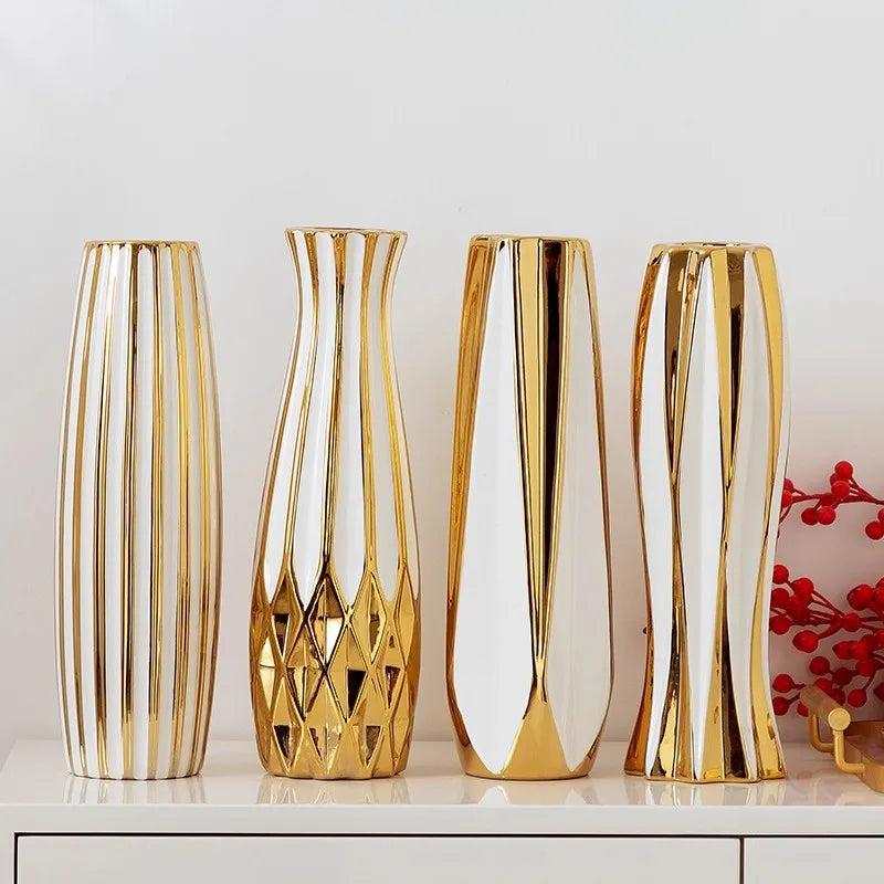 Luxus Keramikvase – Amerikanischer Stil – 30cm Gold Edition