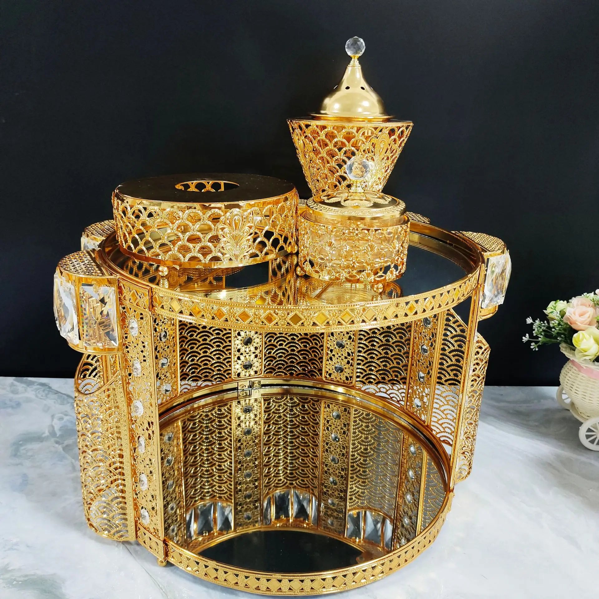 Luxus-Räuchergefäss – Metall/Glas Design – Arabischer Stil