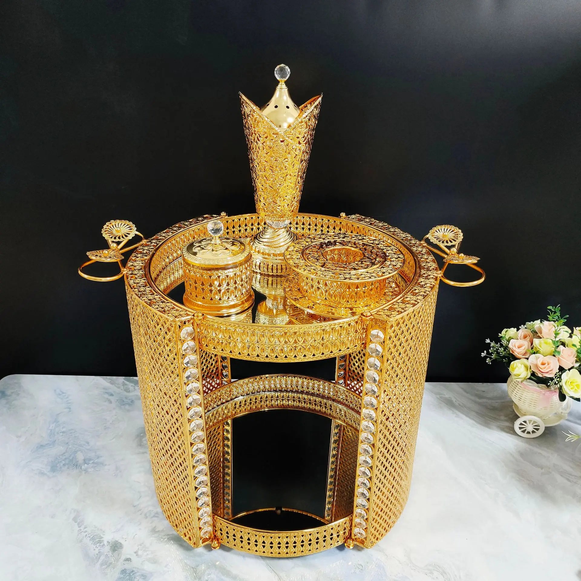 Luxus-Räuchergefäss – Metall/Glas Design – Arabischer Stil