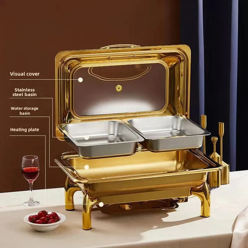 Luxus Speisenwärmer – Gold Edelstahl – 9L Fassungsvermögen