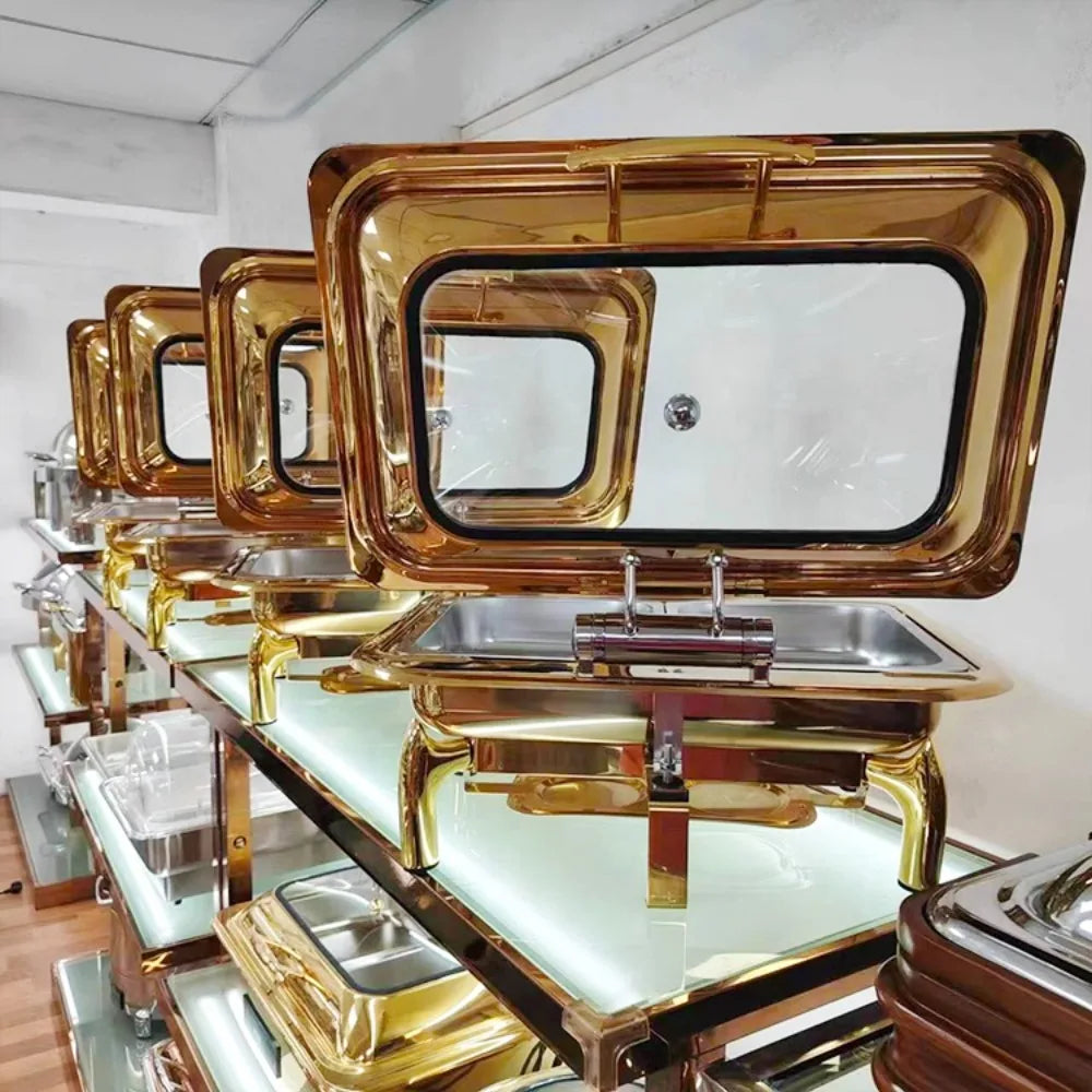 Luxus Speisenwärmer – Gold Edelstahl – 9L Fassungsvermögen