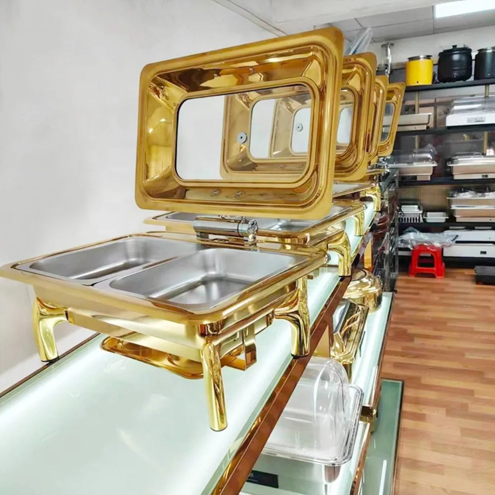 Luxus Speisenwärmer – Gold Edelstahl – 9L Fassungsvermögen