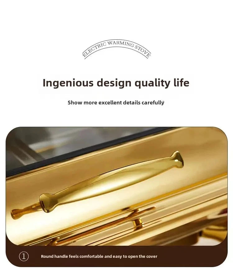 Luxus Speisenwärmer – Gold Edelstahl – 9L Fassungsvermögen
