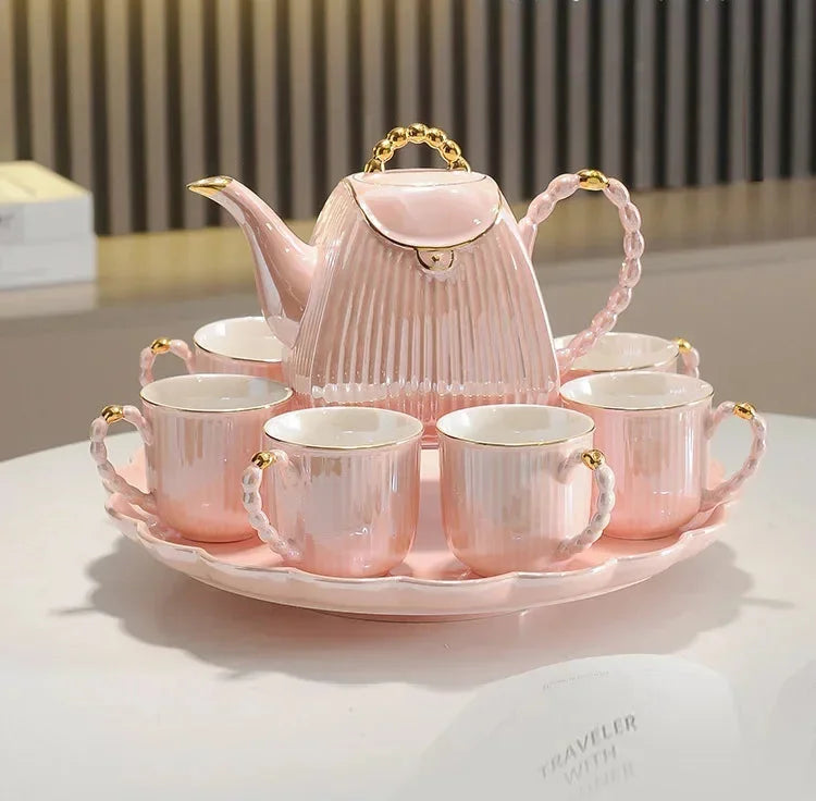 Luxus-Teeset – Rotierende Tasse – Pink oder Grün