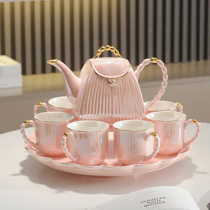 Luxus-Teeset – Rotierende Tasse – Pink oder Grün