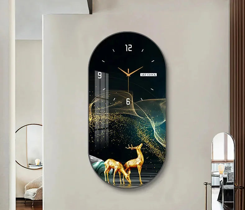 Luxus-Wanduhr aus Kristallporzellan im modernen Stil, Farbe: BG2556, Grösse: 40x80 cm