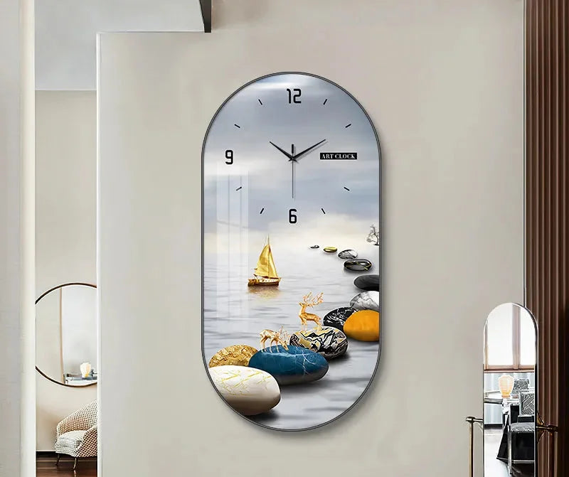 Luxus-Wanduhr aus Kristallporzellan, rechteckig, Farben: BG2556, Grösse: 40 x 80 cm