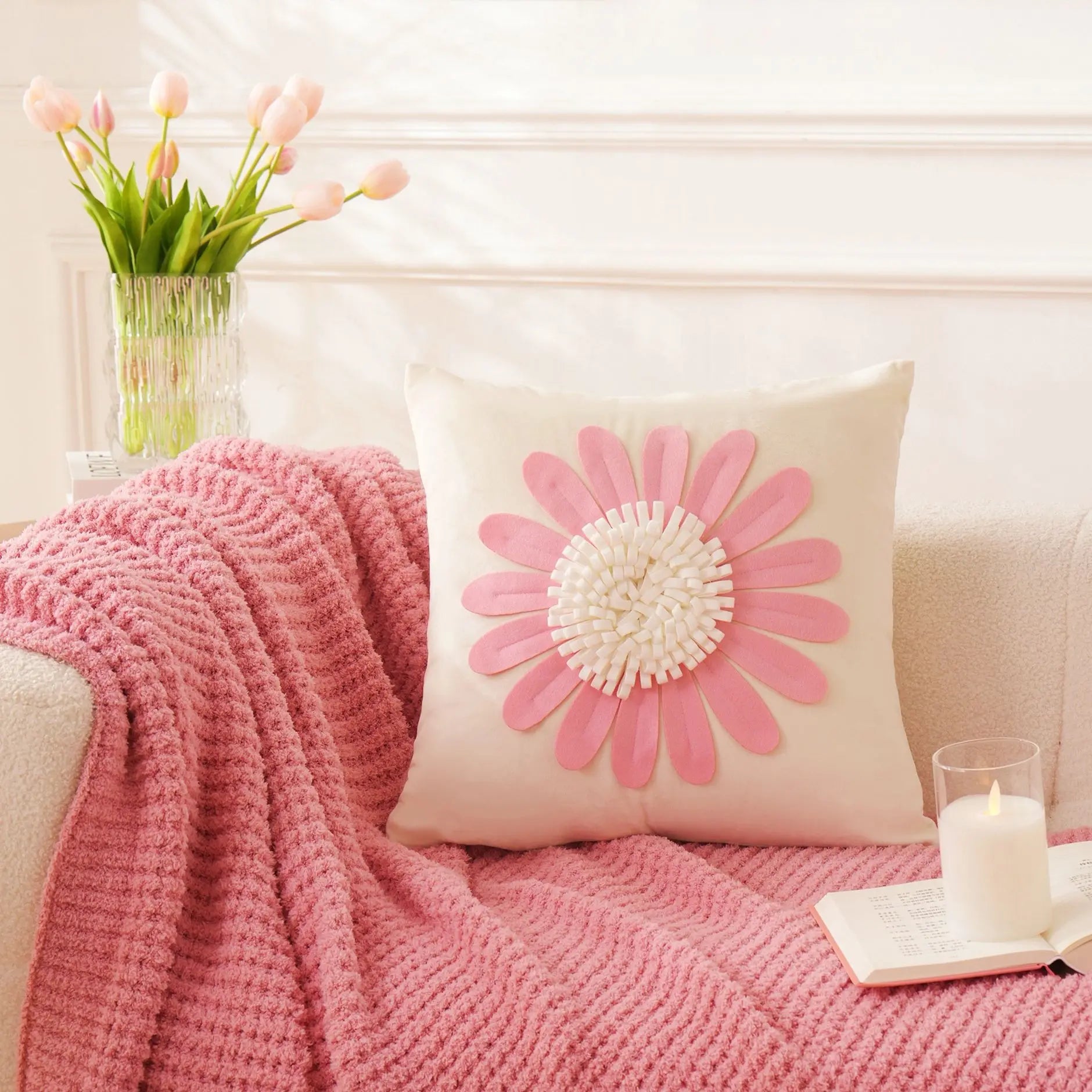 Luxuskissenbezug – Handarbeit Stickerei – 45x45cm