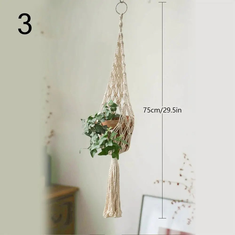 Makramee Pflanzenhänger - Handgemachte Baumwolle - 70–110cm