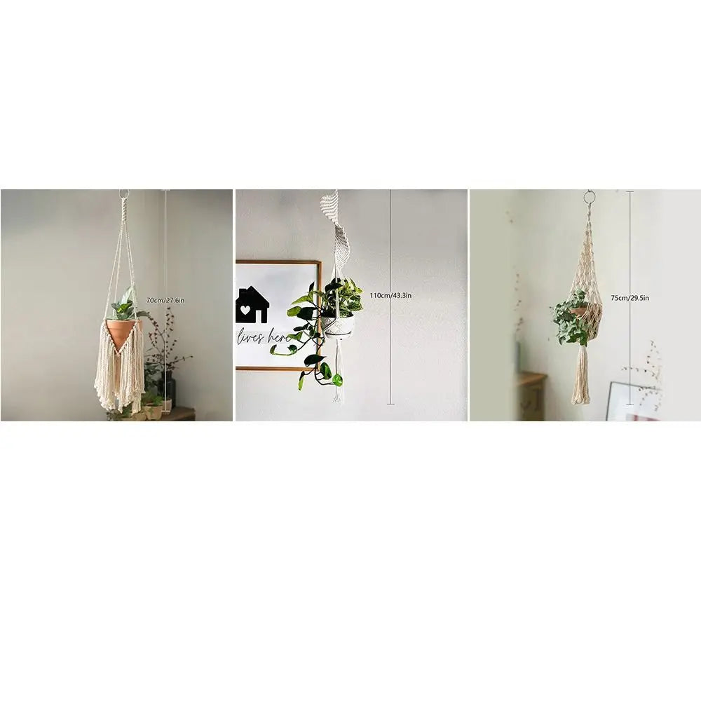Makramee Pflanzenhänger - Handgemachte Baumwolle - 70–110cm