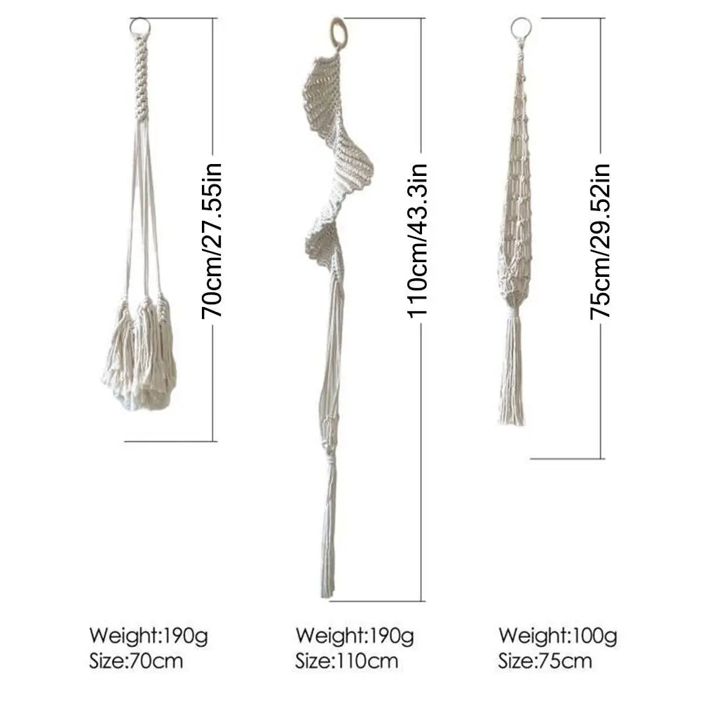 Makramee Pflanzenhänger - Handgemachte Baumwolle - 70–110cm
