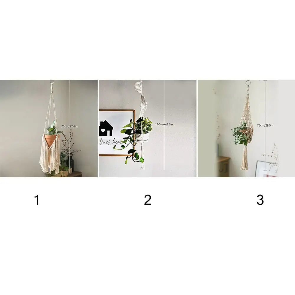 Makramee Pflanzenhänger - Handgemachte Baumwolle - 70–110cm