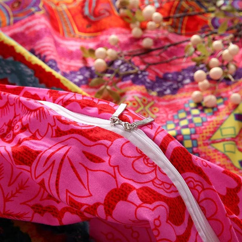 Mandala Bettbezug-Set aus Polyester im boho Stil, Farbe: gelb, Grösse: US Königin 228×228 cm, im Schlafzimmer