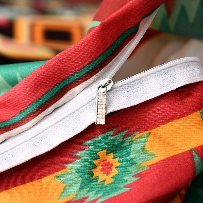 Mandala Bettbezug-Set in rotem Boho-Stil mit Polyester-Material, Grösse US King 228x264cm