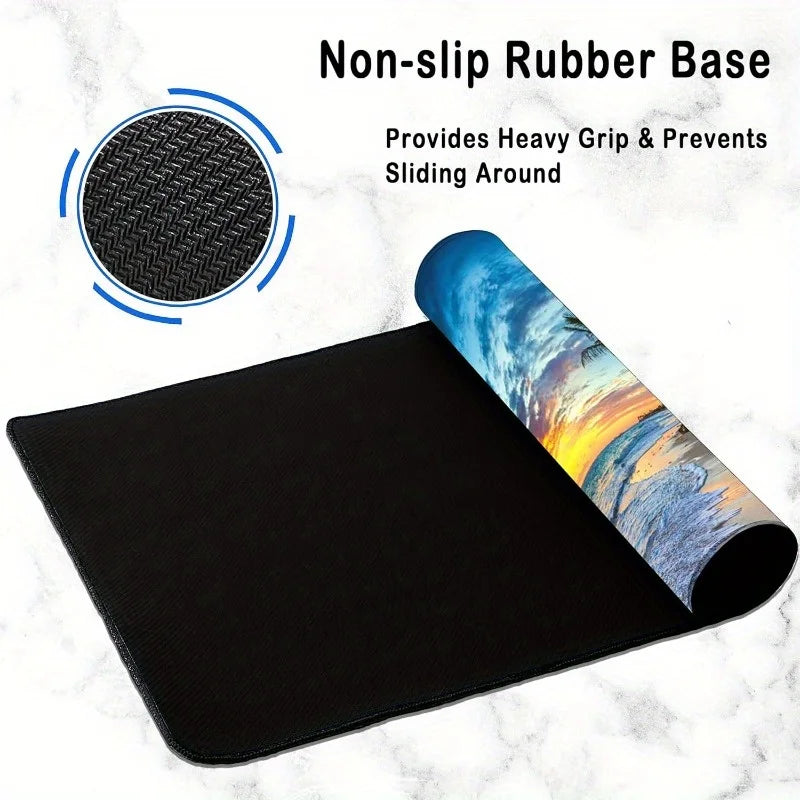 Grosses gummimousepad mit palmen und sonnenuntergang, farbe: 1, grösse: 300x600x2mm