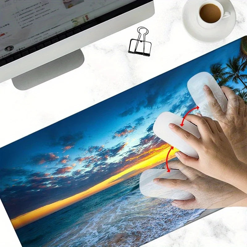 grosses gummimaterial mauspad mit palmenmuster, farbe: 1, grösse: 300x600x2mm