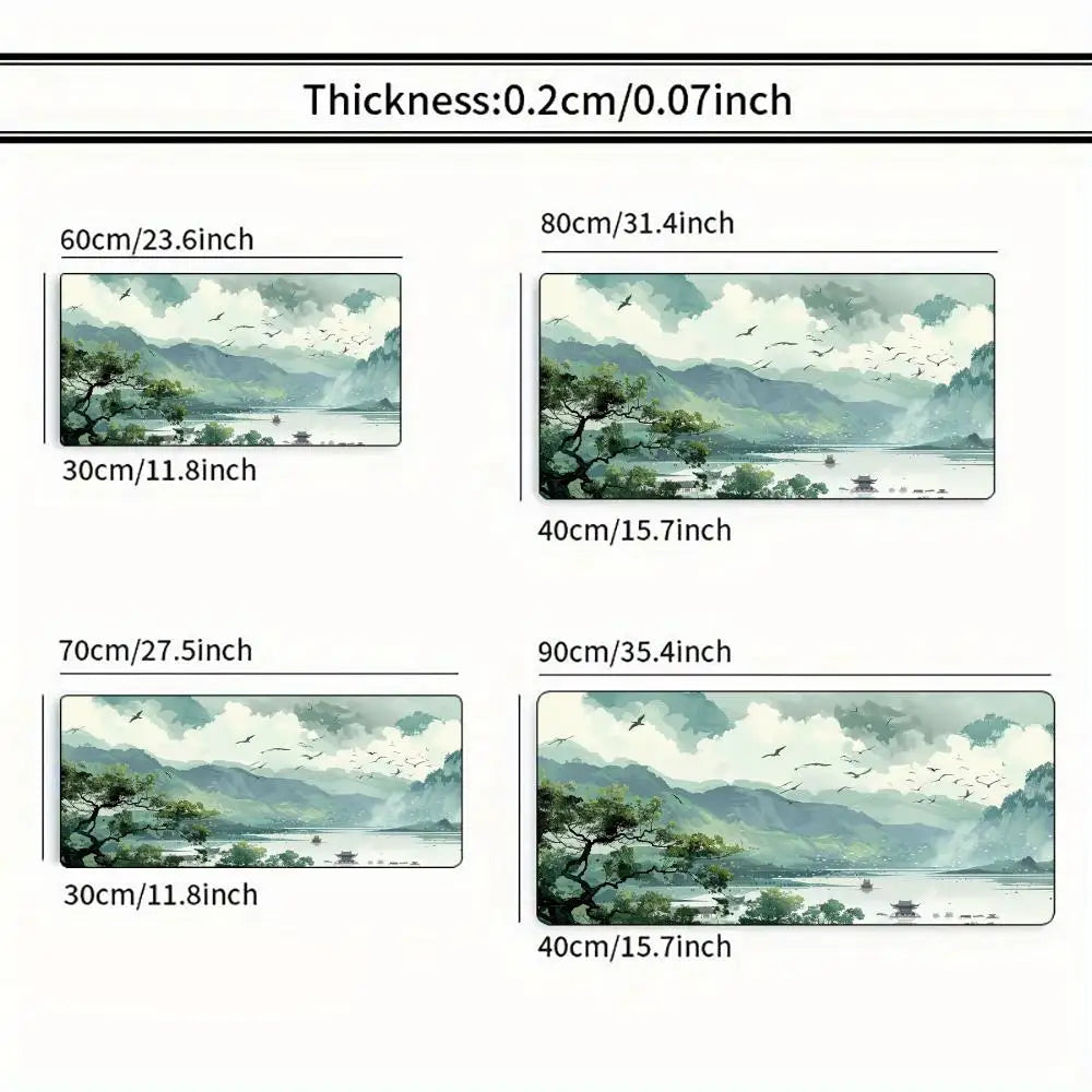 XXL Mauspad im Japan-Stil, schwarz, 900x400x2mm, mit rutschfester Gummibasis