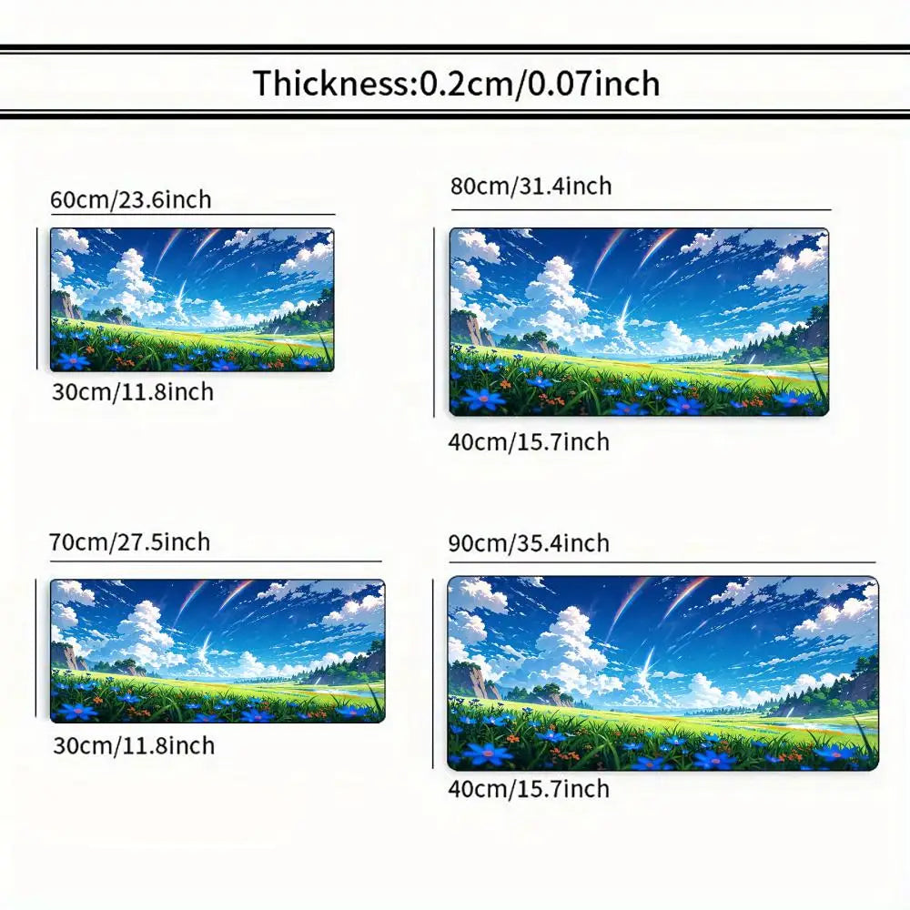 Mauspad im Japan-Stil, schwarz, mit genähten Kanten, rutschfester Gummibasis, Grösse: 1'000 x 500 x 3 mm