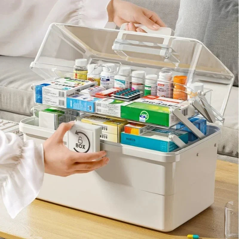 Moderne grosse Medikamentenbox aus Kunststoff, Farbe: Blau, Grösse: L 28x16.5x15.5 cm