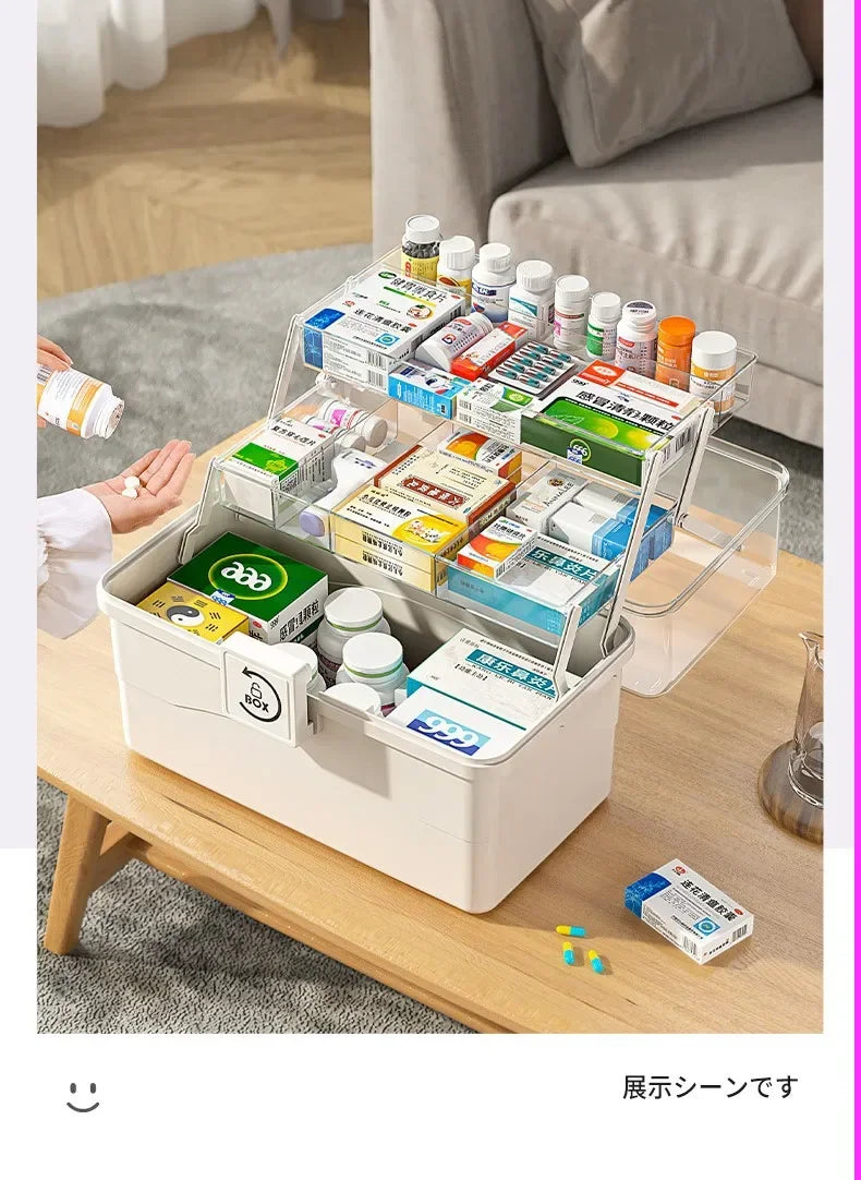 Moderne Kunststoff Medikamentenbox in Blau, Grösse XL 32x18x21 cm