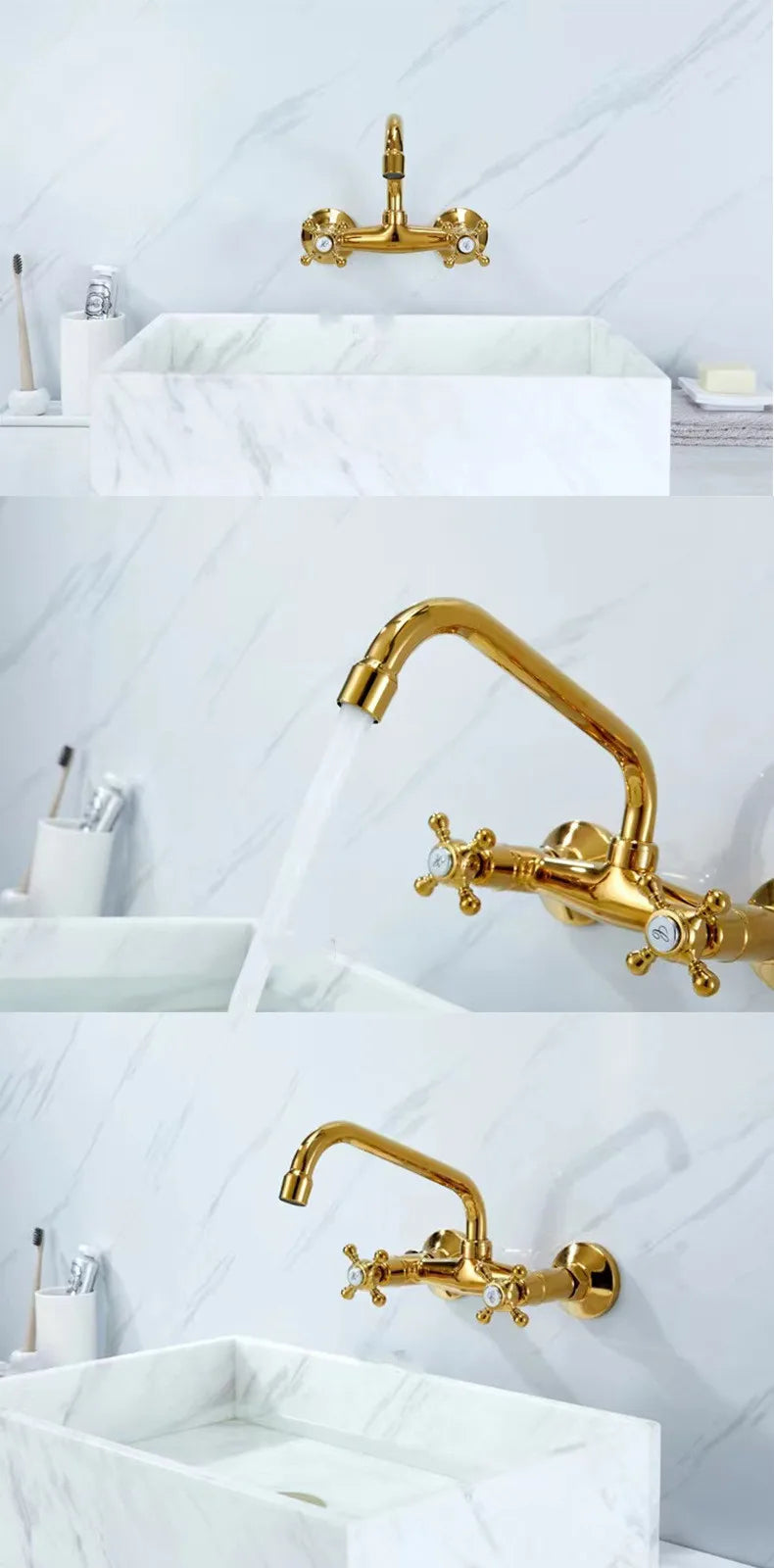 Messing Badezimmerarmatur – Europäischer Stil – Wandmontage