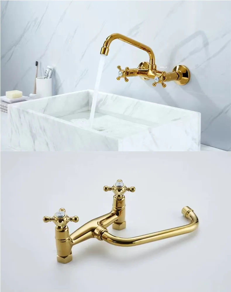 Messing Badezimmerarmatur – Europäischer Stil – Wandmontage