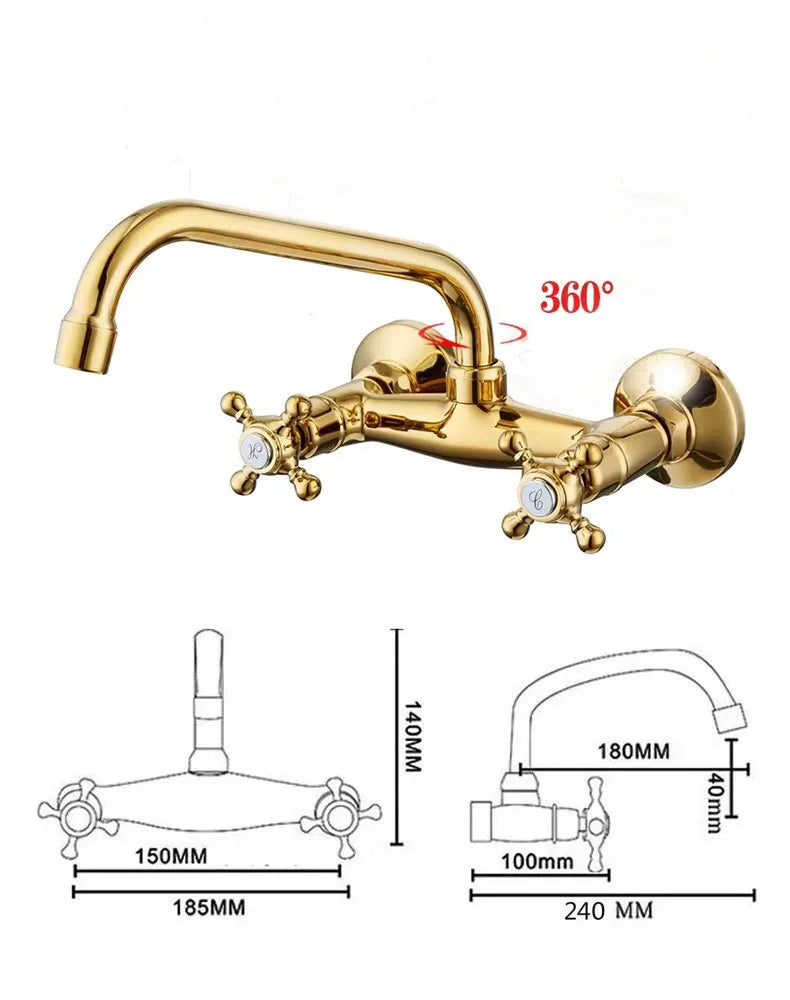 Messing Badezimmerarmatur – Europäischer Stil – Wandmontage