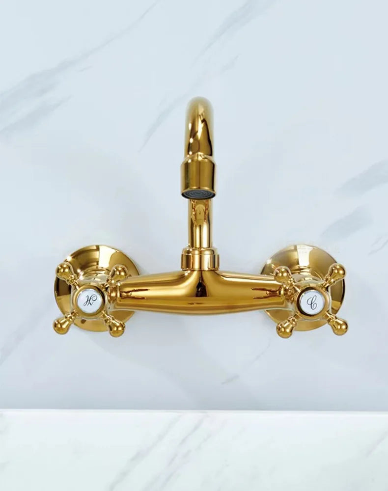 Messing Badezimmerarmatur – Europäischer Stil – Wandmontage