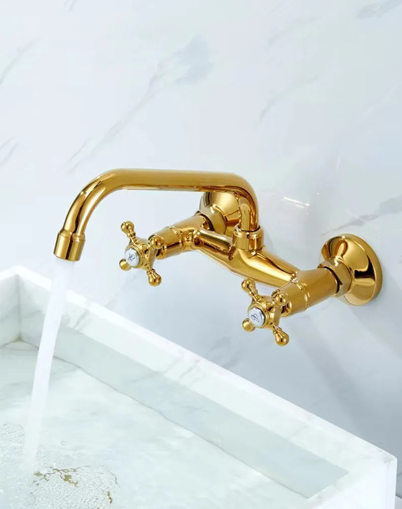 Messing Badezimmerarmatur – Europäischer Stil – Wandmontage