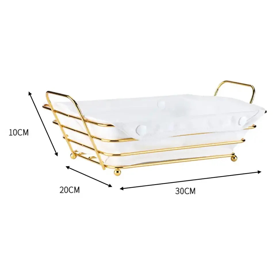 Metall Brotkorb – Goldenes Design – 30x20x10cm