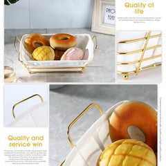 Metall Brotkorb – Goldenes Design – 30x20x10cm